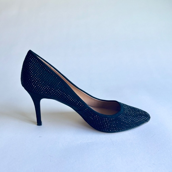 INC International Concepts Black Fabric Black Glitter Dots Almond Toe Pumps sz 8 - Picture 5 of 15